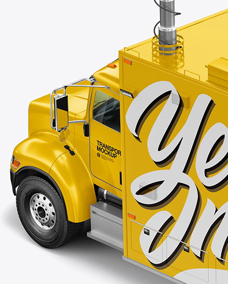 TV Truck Mockup - Back Half Side View (High-Angle Shot) high-angle shot 46504