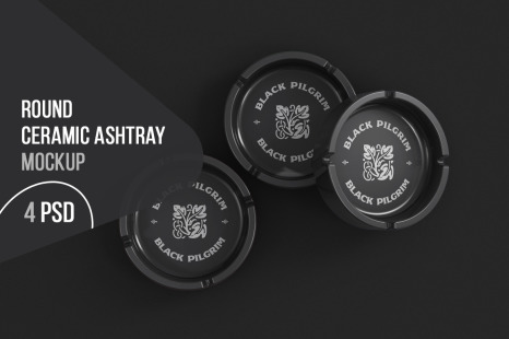 Round Ceramic Ashtray Mockup