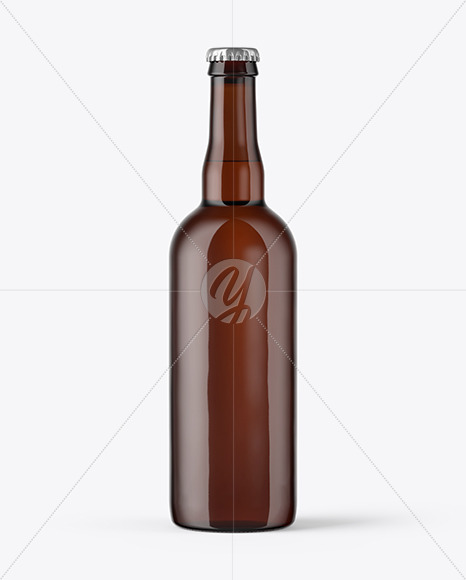 Free 750ml Amber Craft Beer Bottle Mockup