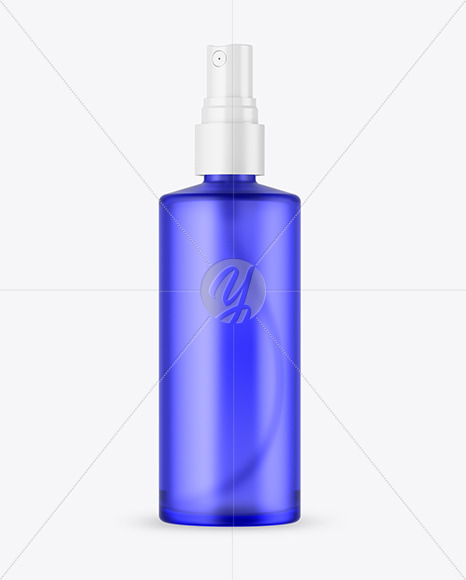 Free Frosted Blue Glass Spray Bottle Mockup