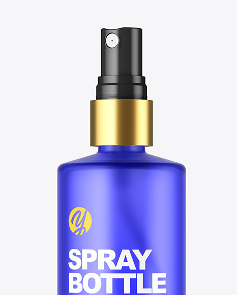 Frosted Blue Glass Spray Bottle Mockup PSD #3