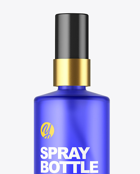 Frosted Blue Glass Spray Bottle Mockup PSD #4