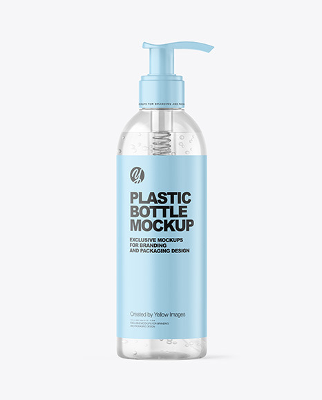 Clear Cosmetic Bottle with Pump Mockup