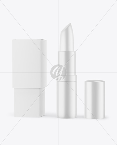 Free Matte Opened Lipstick With Box Mockup