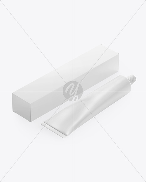 Download Box W Cosmetic Tube Mockup In Box Mockups On Yellow Images Object Mockups