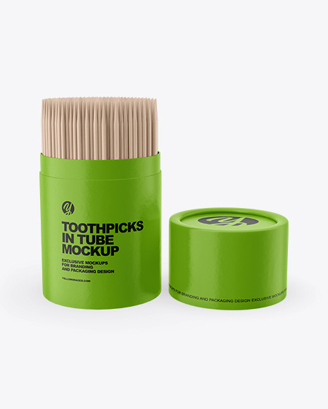 Tube with Toothpicks Mockup