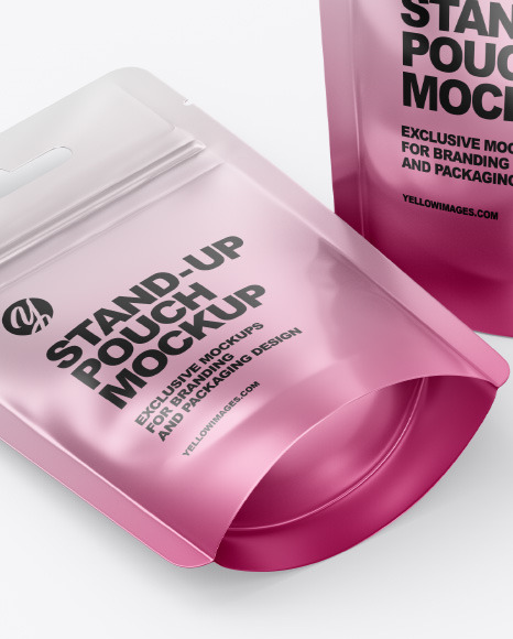 Two Metallic Pouches Mockup PSD #7