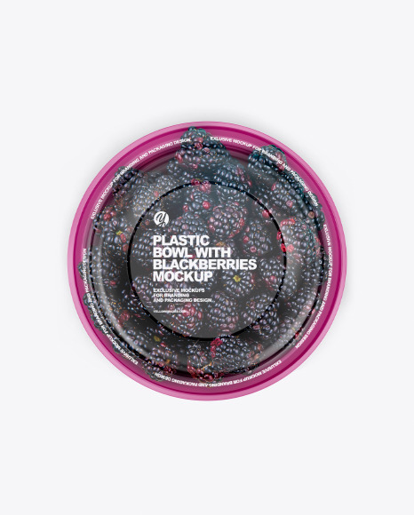 Download Plastic Bowl With Blackberries Mockup In Cup Bowl Mockups On Yellow Images Object Mockups