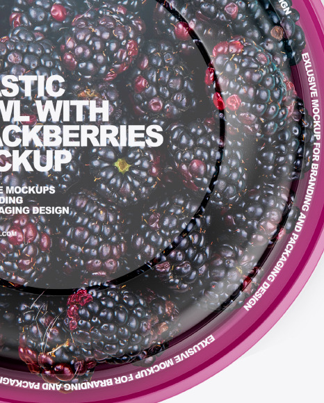 Plastic Bowl with Blackberries Mockup PSD #5