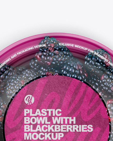 Plastic Bowl with Blackberries Mockup PSD #7