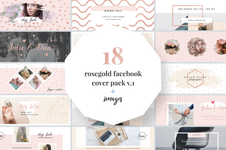 Rose Gold Facebook Cover Pack, Photography Facebook Cover