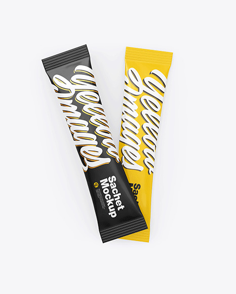 Download Two Stick Sachets Mockup In Sachet Mockups On Yellow Images Object Mockups