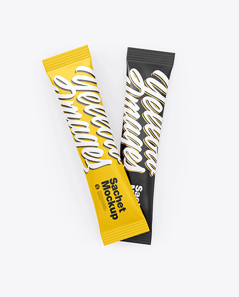 Download Two Stick Sachets Mockup In Sachet Mockups On Yellow Images Object Mockups