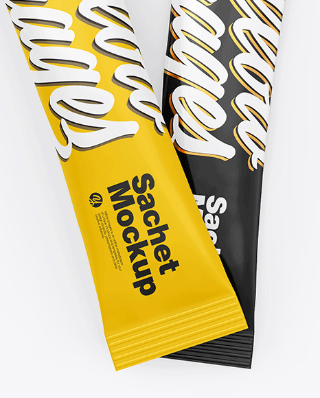 Download Two Stick Sachets Mockup In Sachet Mockups On Yellow Images Object Mockups