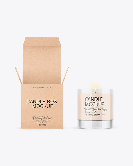 Candle W/ Kraft Box Mockup