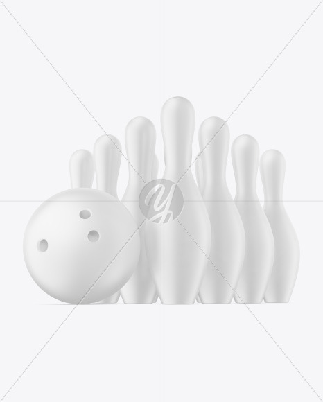 Free Matte Bowling Pins w/ Bowling Ball Mockup