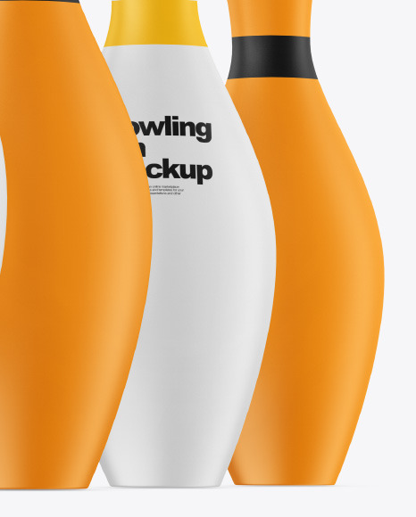 Matte Bowling Pins w  Bowling Ball Mockup PSD #6
