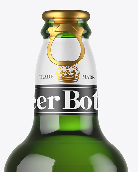 Green Glass Beer Bottle Mockup PSD #1