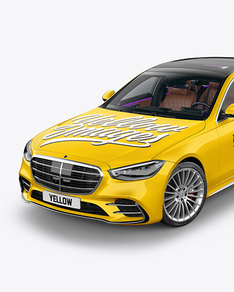 Luxury Car Mockup - Half Side View (High-Angle Shot)