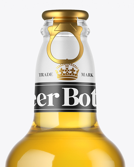 Clear Glass Beer Bottle Mockup PSD #1