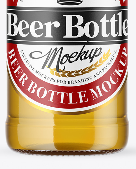 Clear Glass Beer Bottle Mockup PSD #6