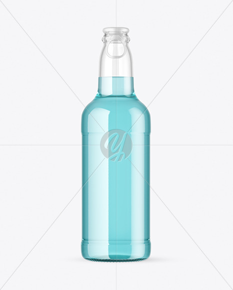 Free Clear Glass Drink Bottle Mockup