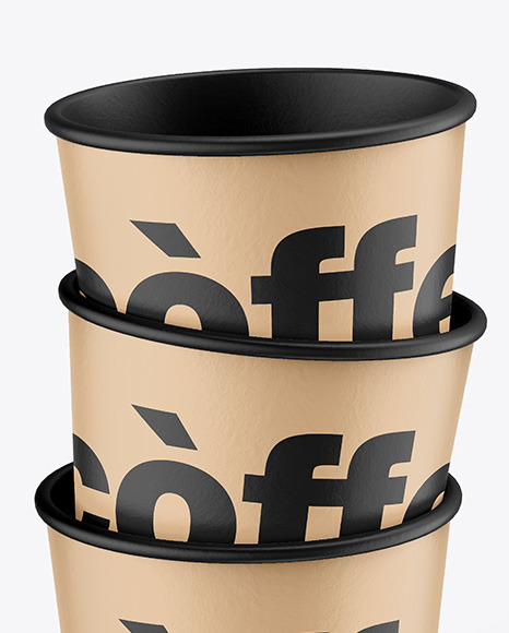 Kraft Coffee Cups Mockup PSD #6