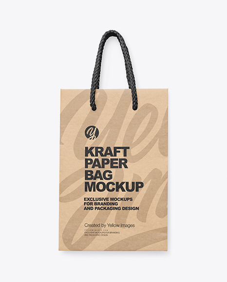 Kraft Paper Bag Mockup In Bag Sack Mockups On Yellow Images Object Mockups