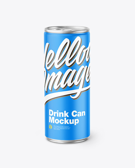 Download Metallic Drink Can w/ Matte Finish Mockup in Can Mockups on Yellow Images Object Mockups