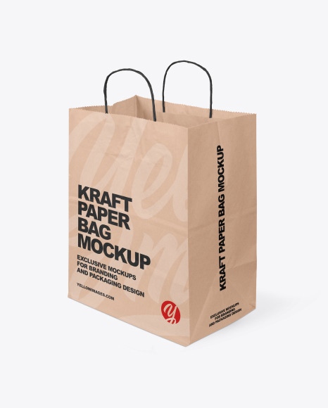 Kraft Paper Shopping Bag Mockup In Bag Sack Mockups On Yellow Images Object Mockups