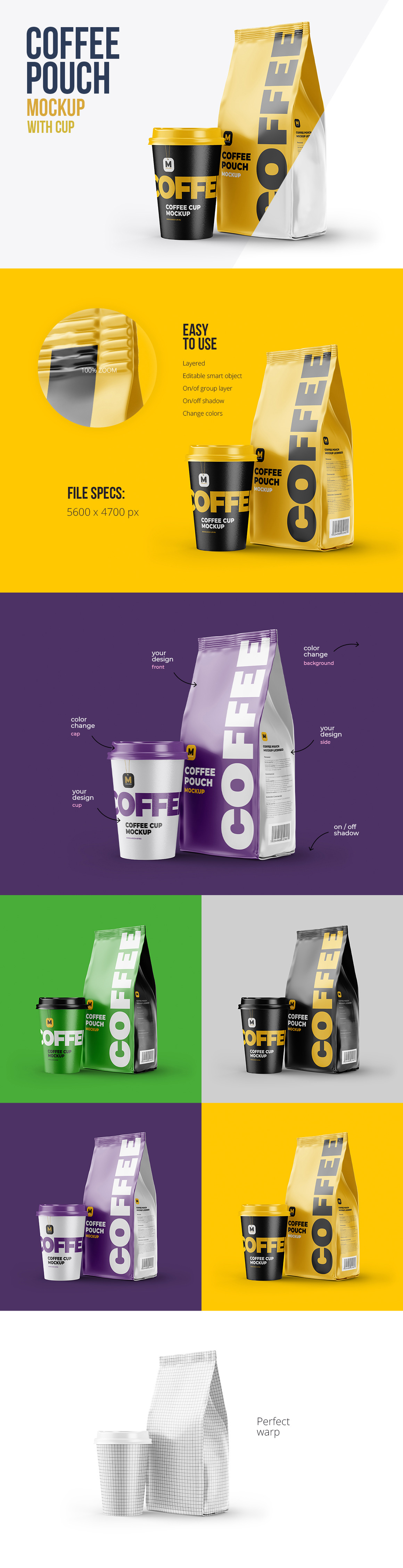 Download Coffee Pouch Cup Mockup Half Side View In Packaging Mockups On Yellow Images Creative Store