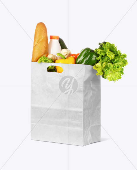 Free Kraft Paper Bag with Food Mockup