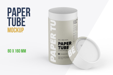 Opened Paper Tube Mockup 80x160mm