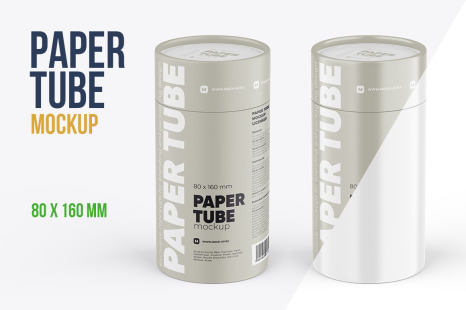 Closed Paper Tube Mockup 80x160mm