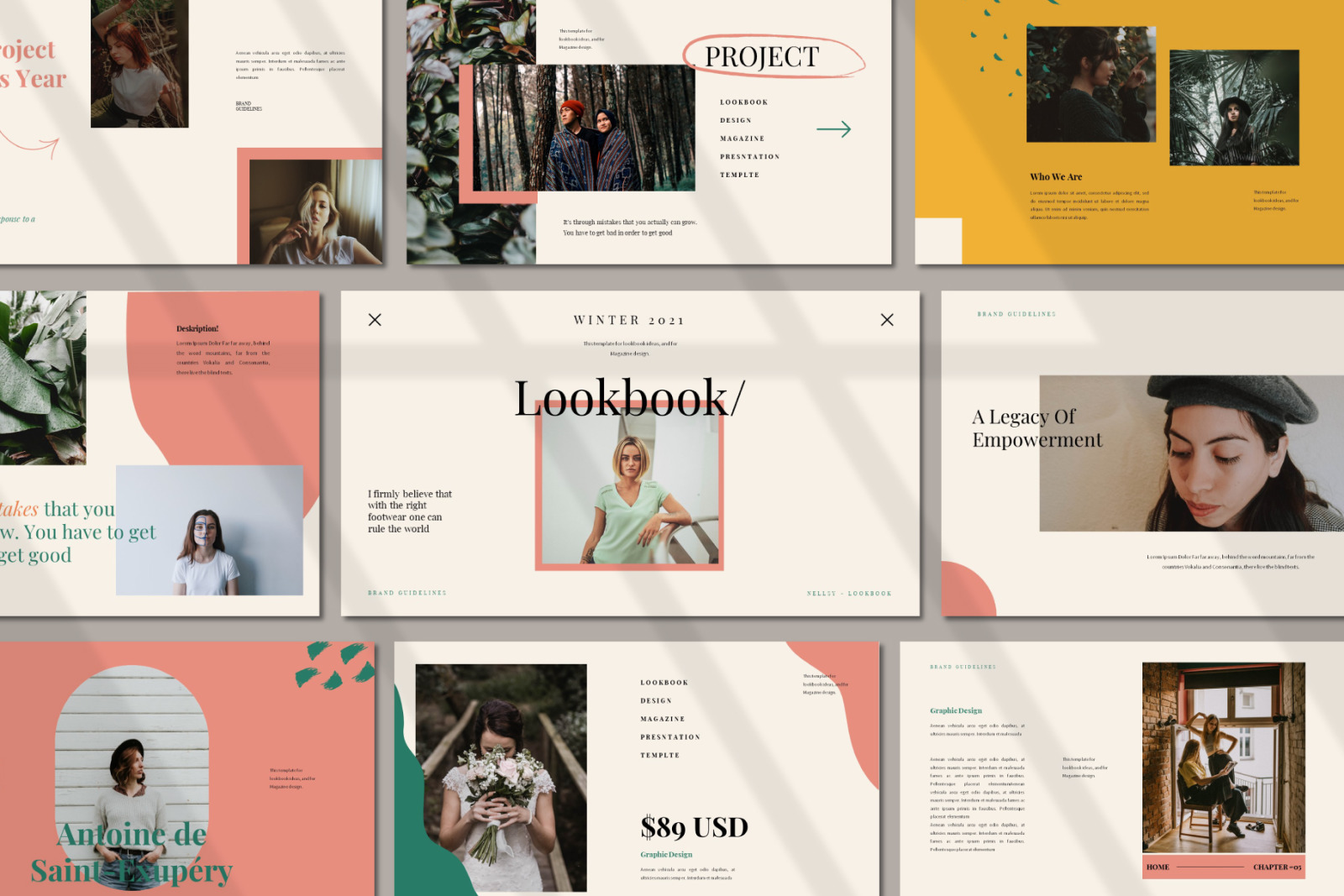 Lookbook Google Slides on Yellow Images Creative Store