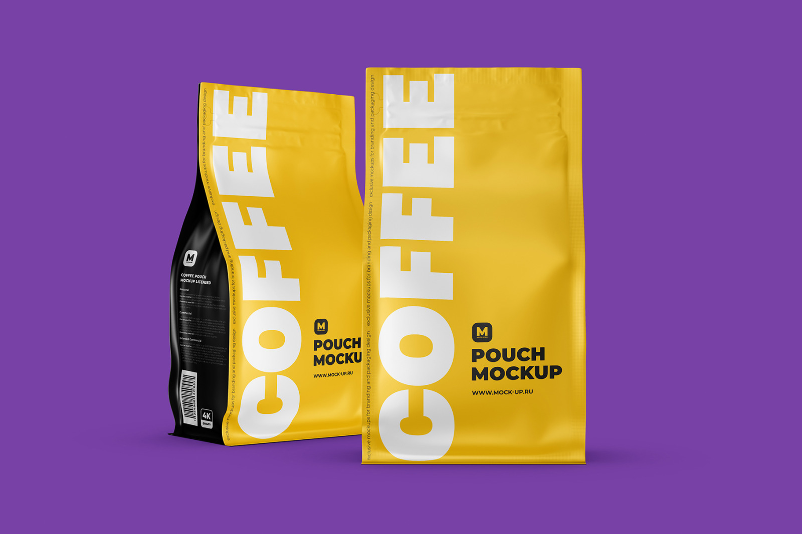 Download Zip Flat Bottom Pouch Mockup Front And Half Side View In Packaging Mockups On Yellow Images Creative Store