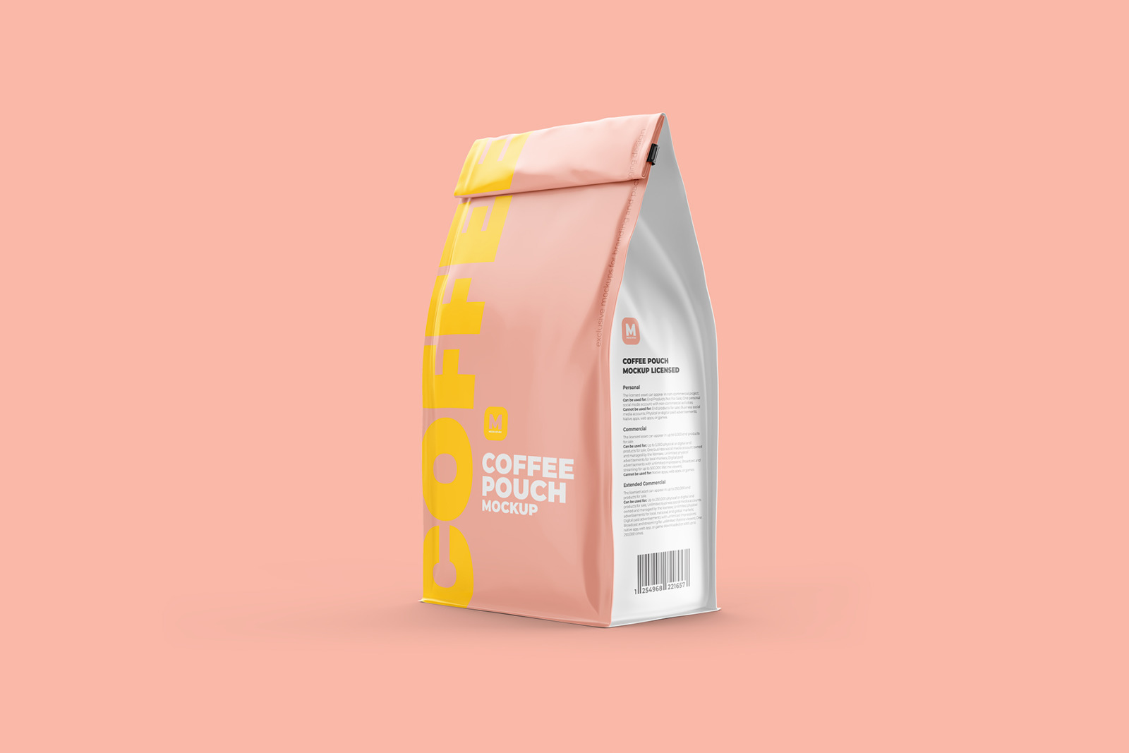 Download Coffee Pouch Mockup Back Half Side View In Packaging Mockups On Yellow Images Creative Store