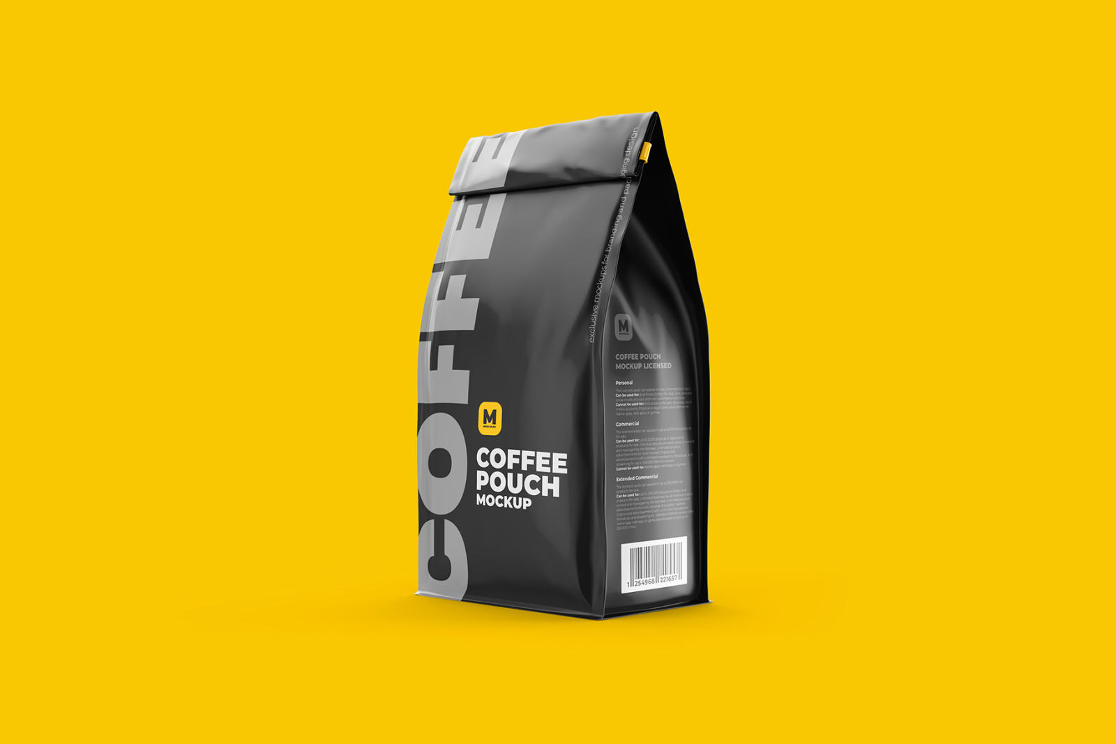 Download Coffee Pouch Mockup Back Half Side View In Packaging Mockups On Yellow Images Creative Store