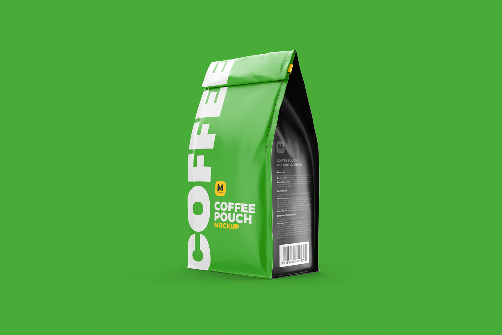 Download Coffee Pouch Mockup Back Half Side View In Packaging Mockups On Yellow Images Creative Store