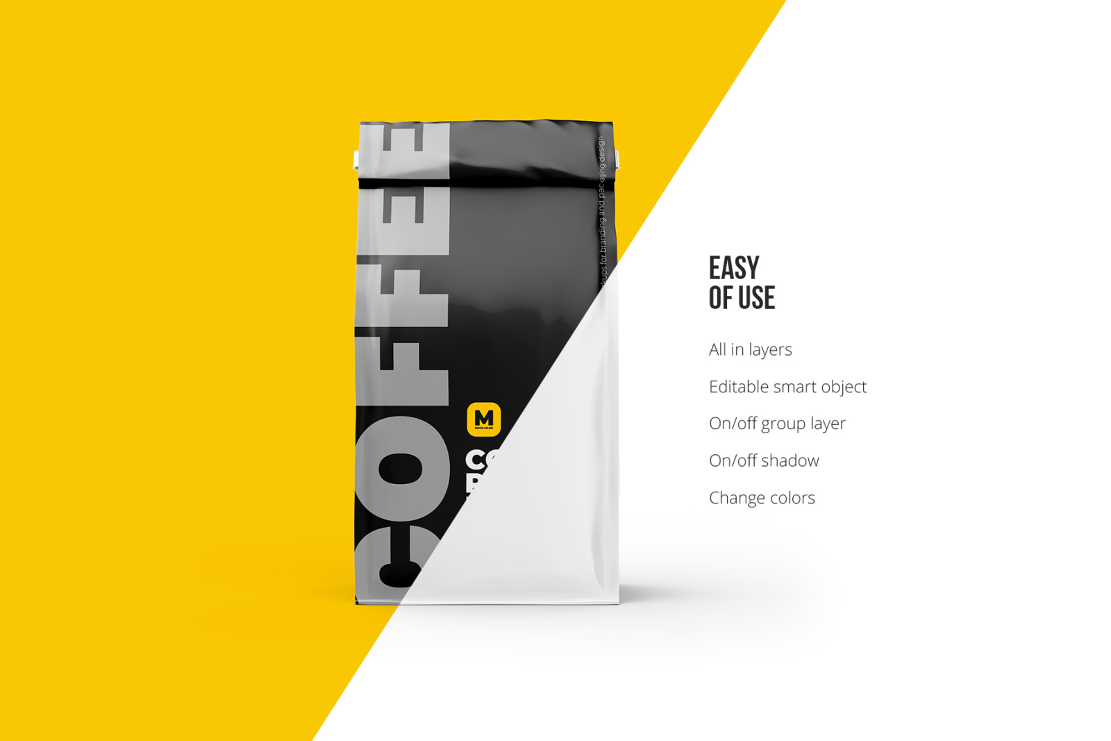 Download Coffee Pouch Mockup Back View In Packaging Mockups On Yellow Images Creative Store