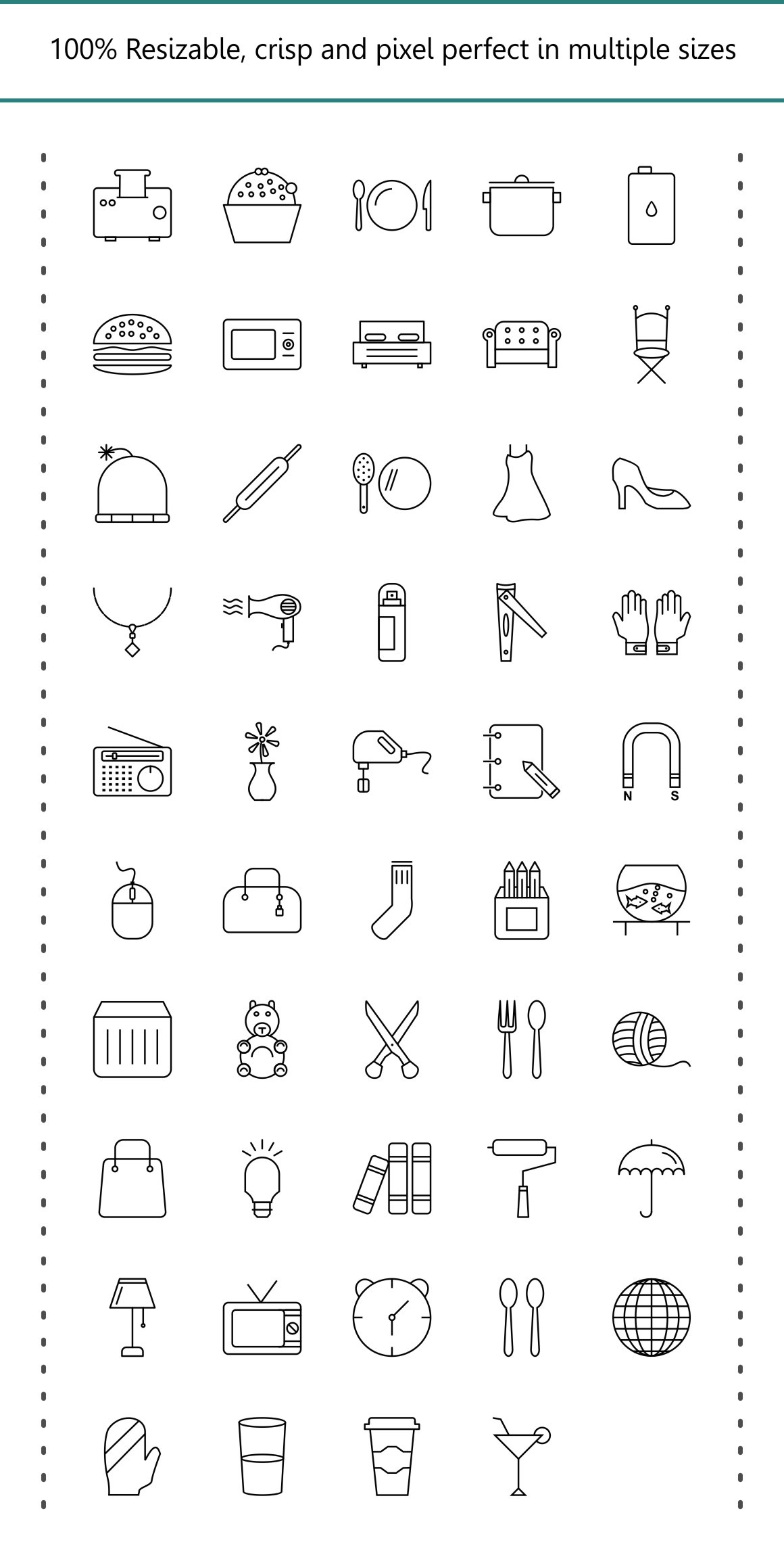 Download 48 Household Objects Line Black Icons In Icons On Yellow Images Creative Store