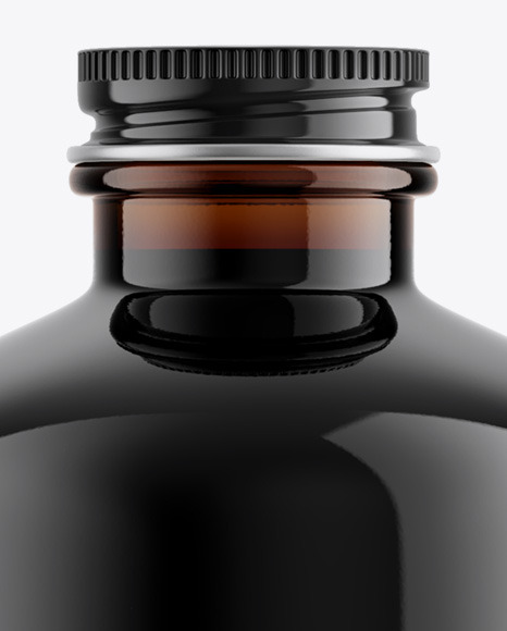 Amber Glass Bottle with Dark Drink Mockup PSD #2