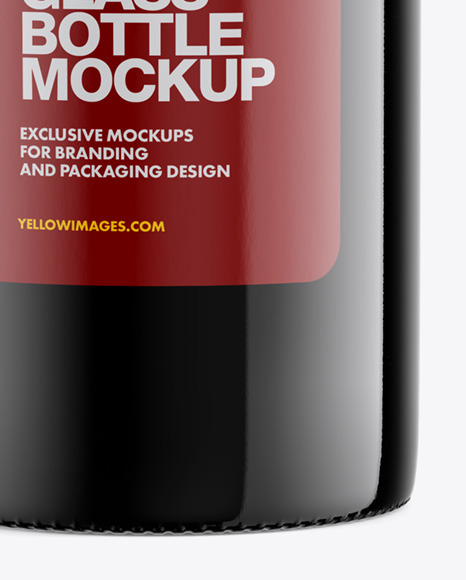 Amber Glass Bottle with Dark Drink Mockup PSD #1