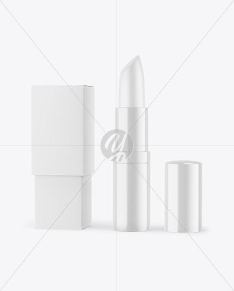 Free Glossy Opened Lipstick With Box Mockup