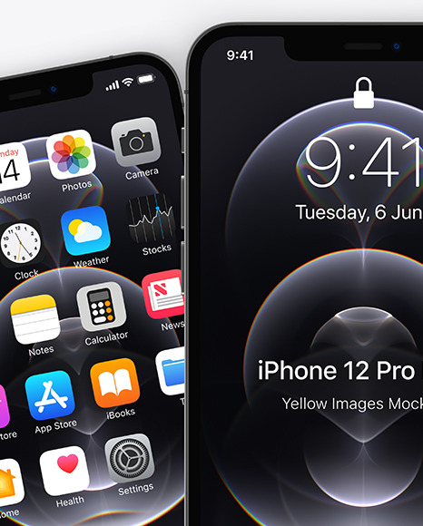 Three Apple iPhones 12 Pro Max Graphite Mockup PSD #3