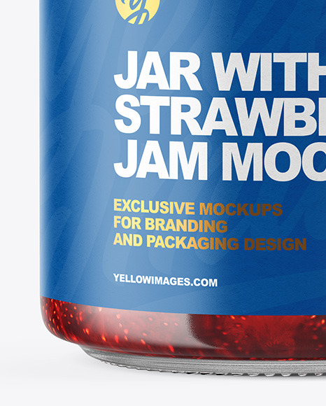 Clear Glass Jar with Strawberry Jam Mockup PSD #1