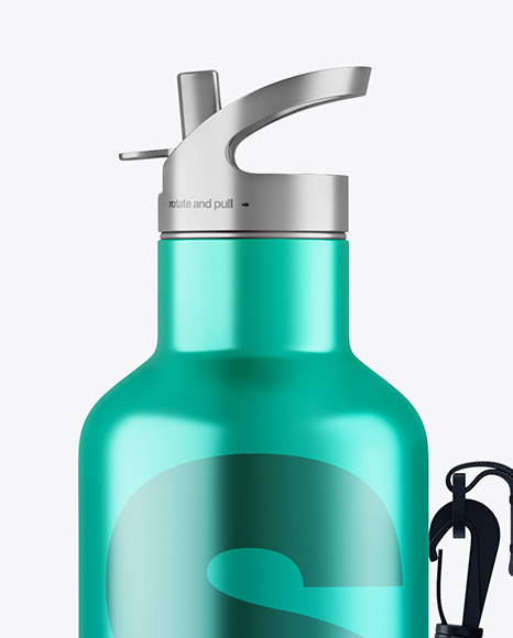 Metallic Water Bottle W Case Mockup PSD #1