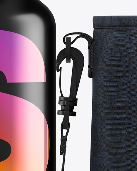 Metallic Water Bottle W Case Mockup PSD #7