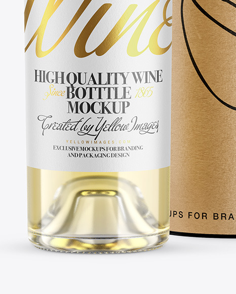 Download Clear Glass White Wine Bottle With Tube Mockup In Bottle Mockups On Yellow Images Object Mockups