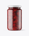 Clear Glass Jar with Strawberry Jam Mockup